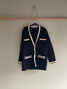 Maje Contrast Knit Cardigan